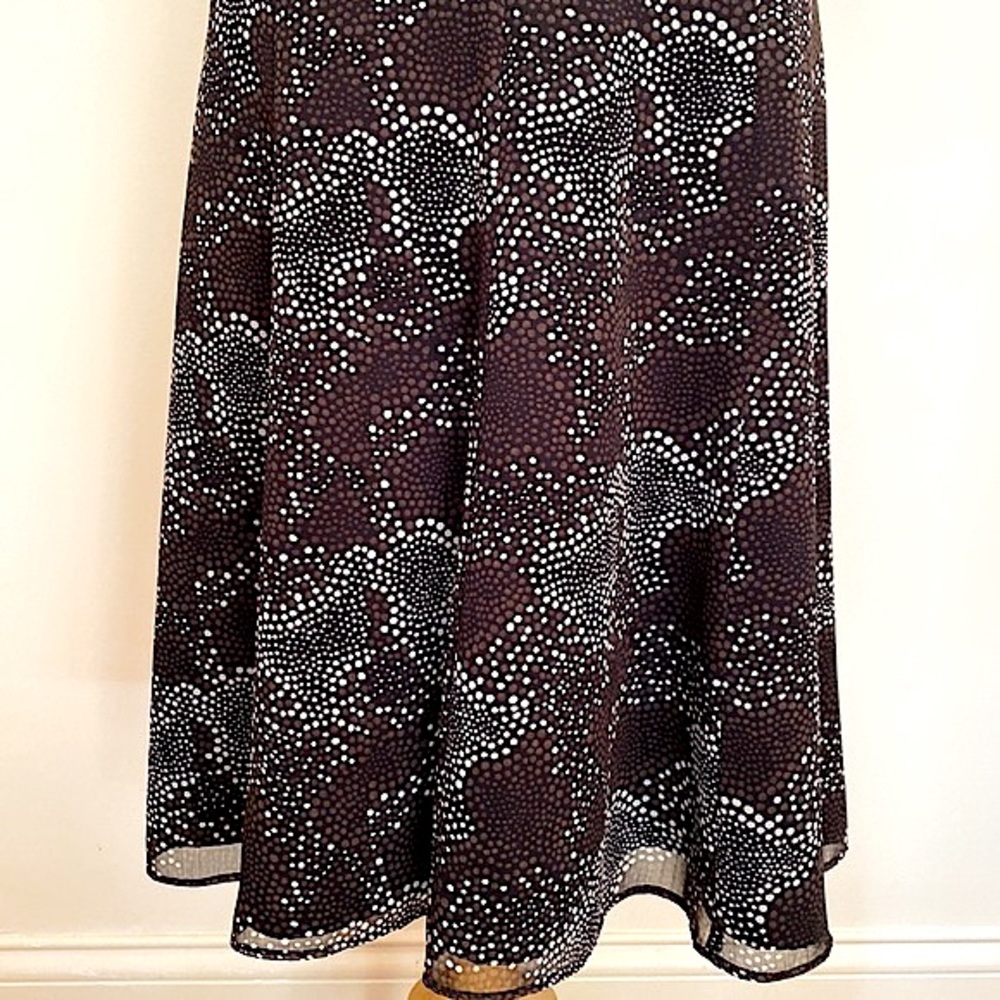 Geoffrey Beene Sport Black Brown Cream Dots 6 Career Parisian Chic Flare Skirt - Picture 3 of 8